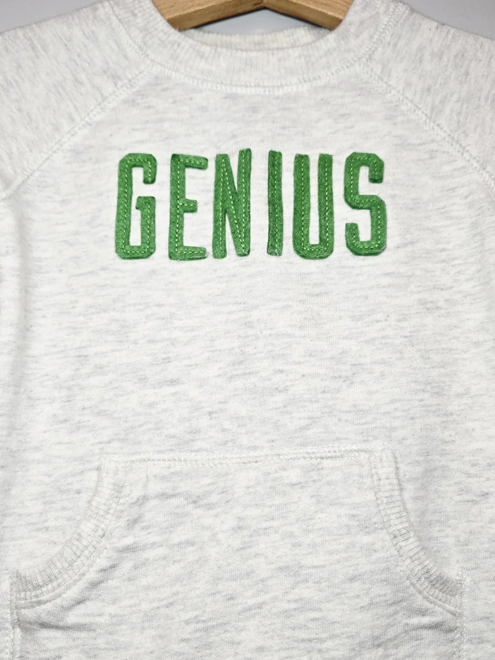 Carter's Light Heather Gray One-Piece Footie with Green 'GENIUS' Lettering